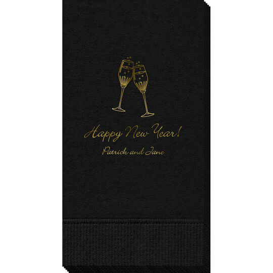 Champagne Crystal Toast Guest Towels